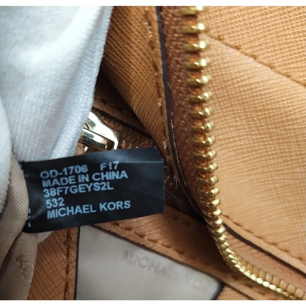 Michael Kors Brown Leather Double Handle Zipper Closure Satchel Bag